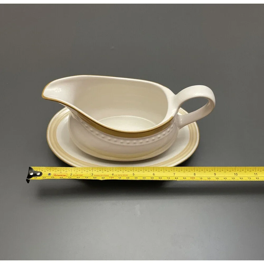 Johann Haviland Crowning Fashion Japan Gravy Boat & Underplate Cream Vintage